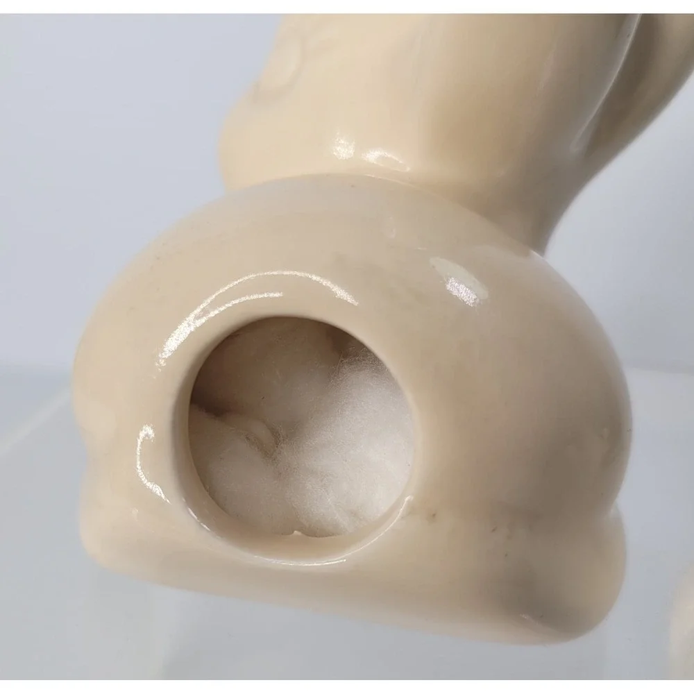 Vintage Ceramic Bunny Rabbit Cotton Ball Dispenser Holder Bathroom Vanity